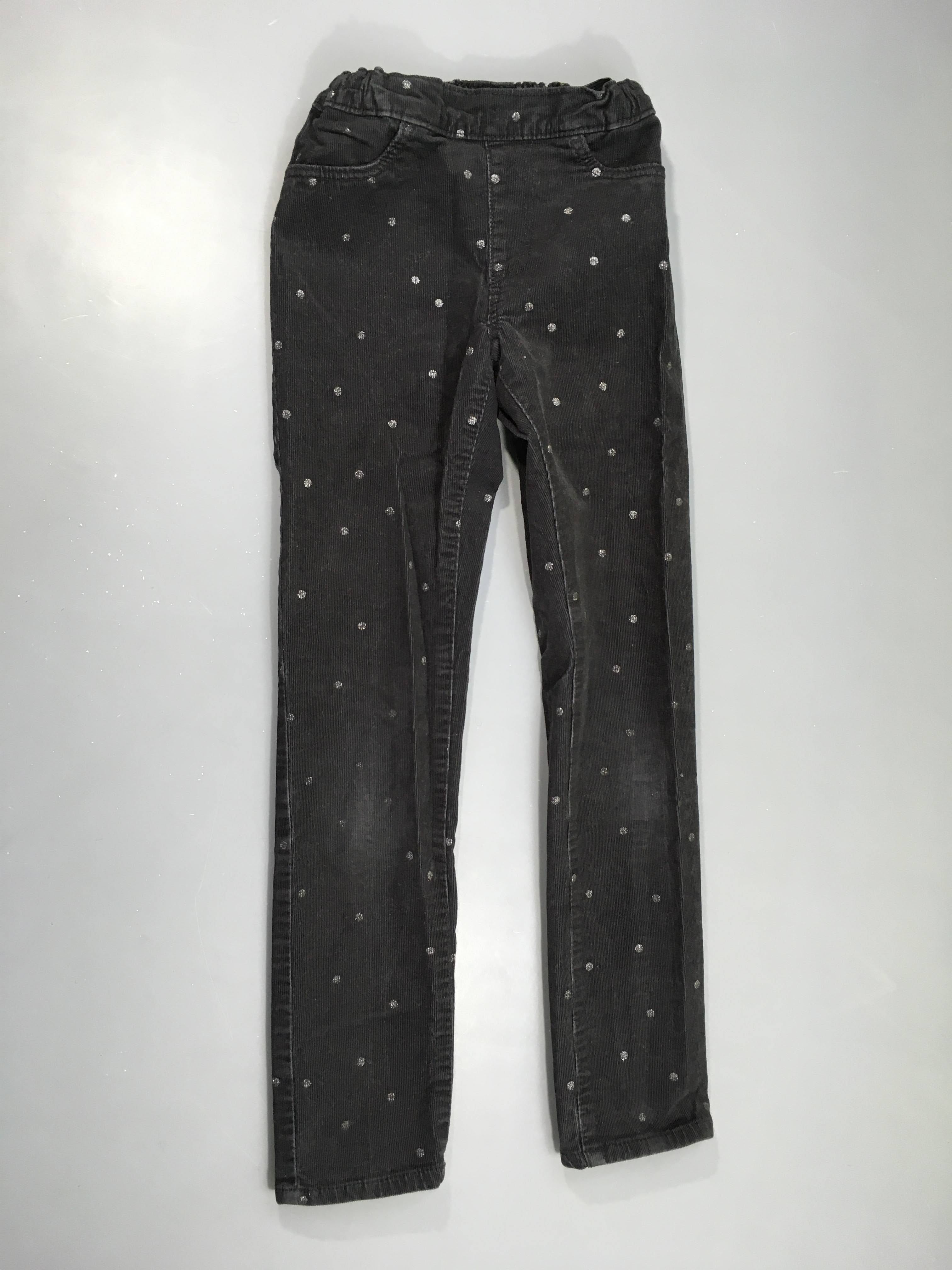 Tregging velours côtelé gris foncé pois