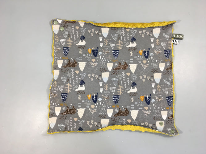 Foulard/doudou plat? gris ours/velours jaune, moins cher chez Petit Kiwi