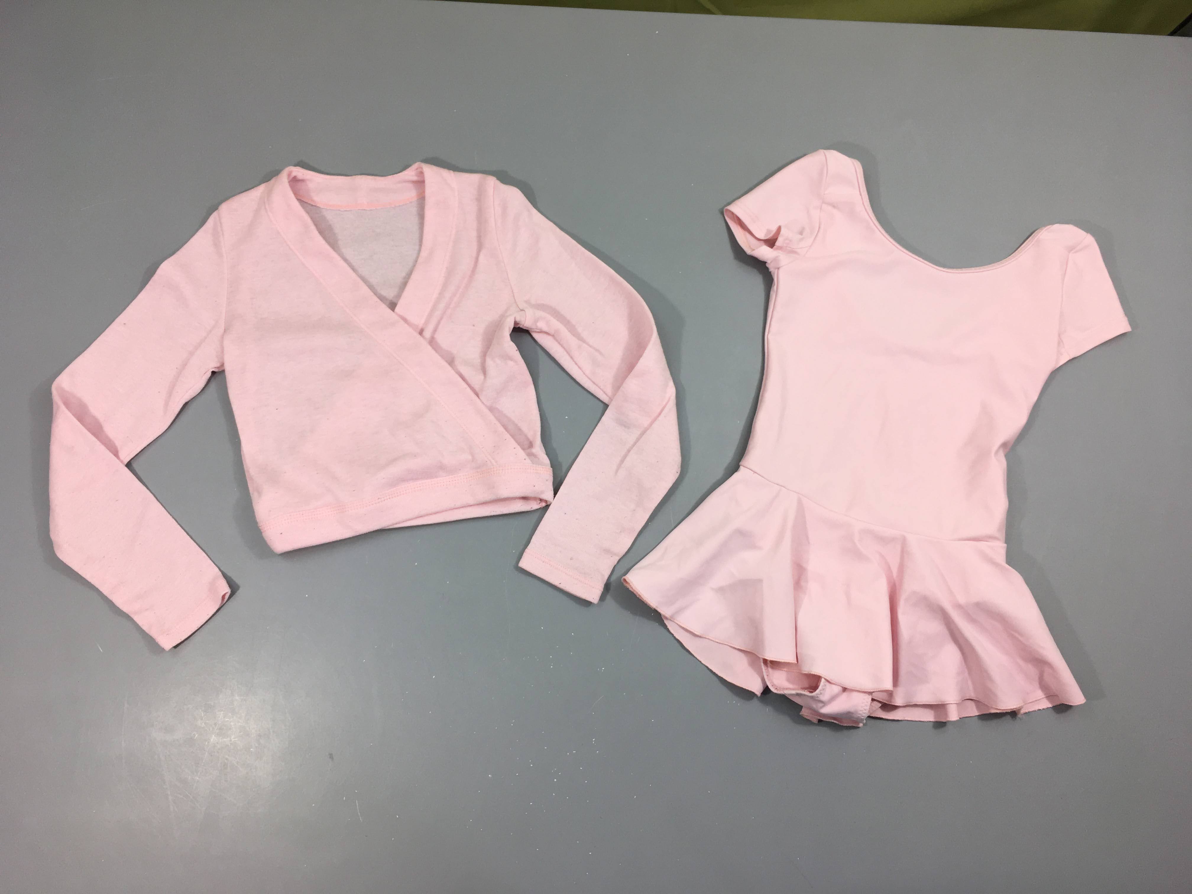 Maillot de danse rose + cache-coeur