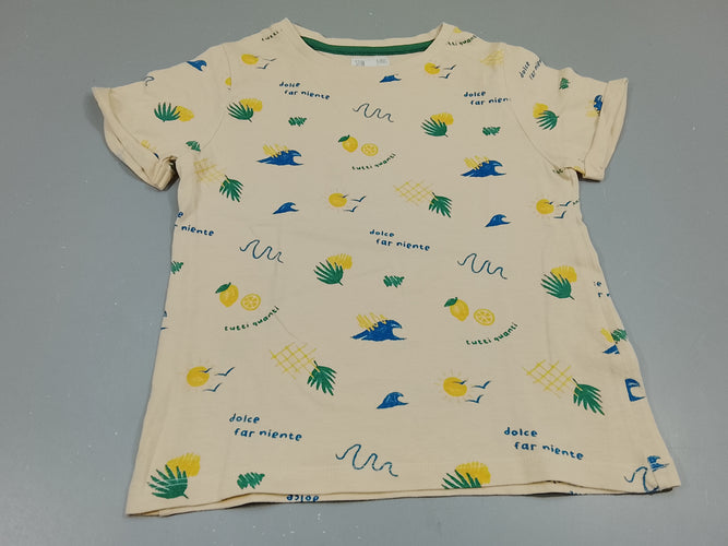 T-shirt m.c très pâle  à motifs estival, moins cher chez Petit Kiwi