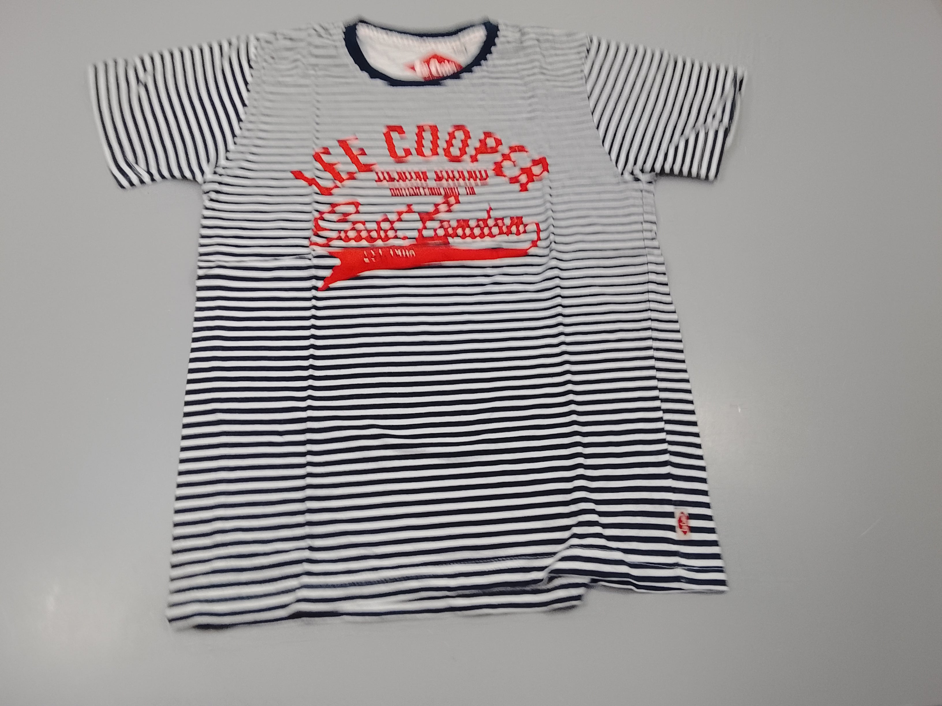 T-shirt m.c blanc rayé bleu marine 