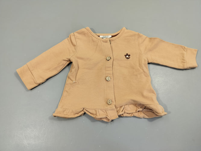 Gilet beige clair, petite fleur brune, moins cher chez Petit Kiwi
