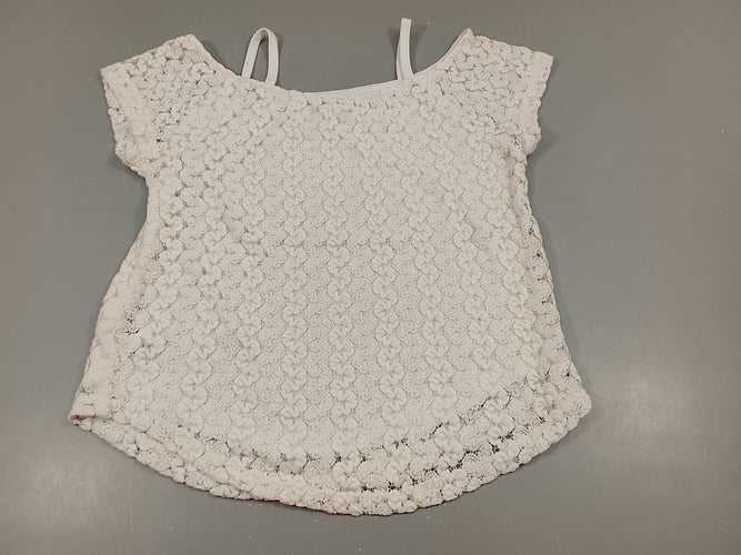 Débardeur blanc à épaules dégagées en broderie, moins cher chez Petit Kiwi