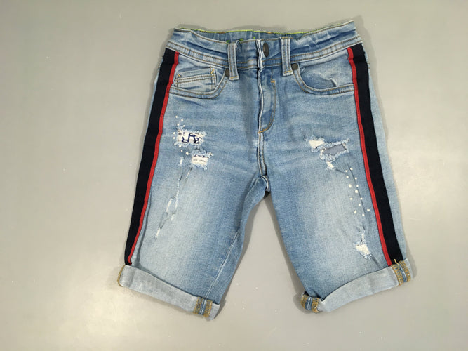 Bermuda slim fit en jean effet déchiré revers -Souillé fesses, moins cher chez Petit Kiwi