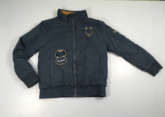 Veste bleu foncé badges doublée polar, moins cher chez Petit Kiwi