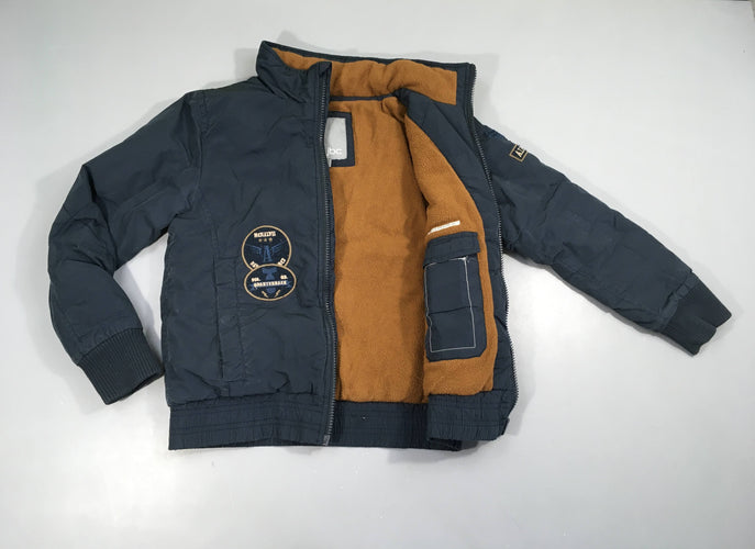 Veste bleu foncé badges doublée polar, moins cher chez Petit Kiwi