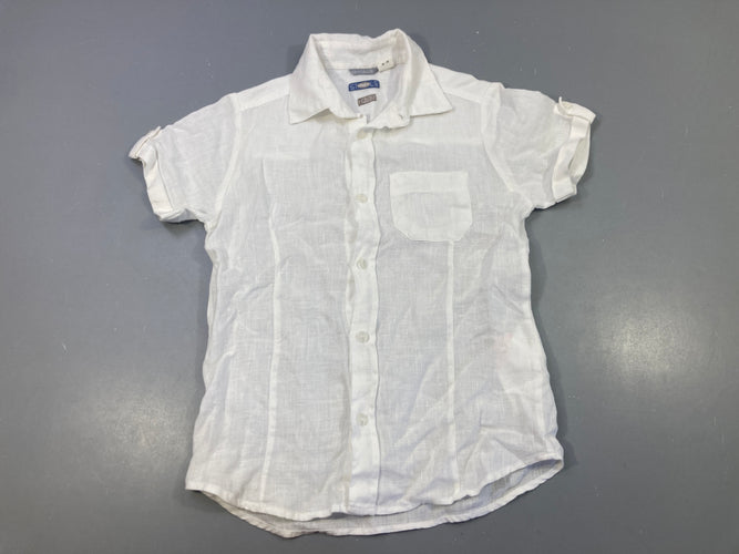 Chemise m.c blanche 100%Lin, moins cher chez Petit Kiwi