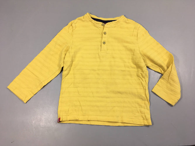 T-shirt m.l jaune texturé rayé boutons, moins cher chez Petit Kiwi