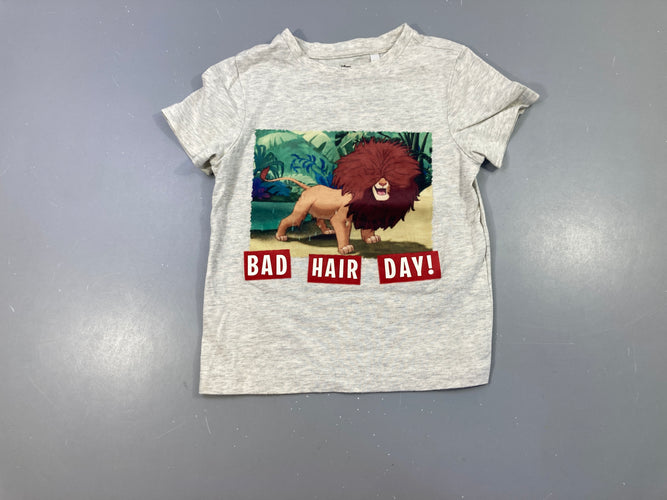 T-shirt m.c greige Bad Hair Day! Le roi lion, moins cher chez Petit Kiwi