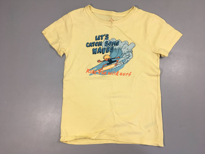 T-shirt m.c jaune Let's catch some waves -tache arrière manche, moins cher chez Petit Kiwi