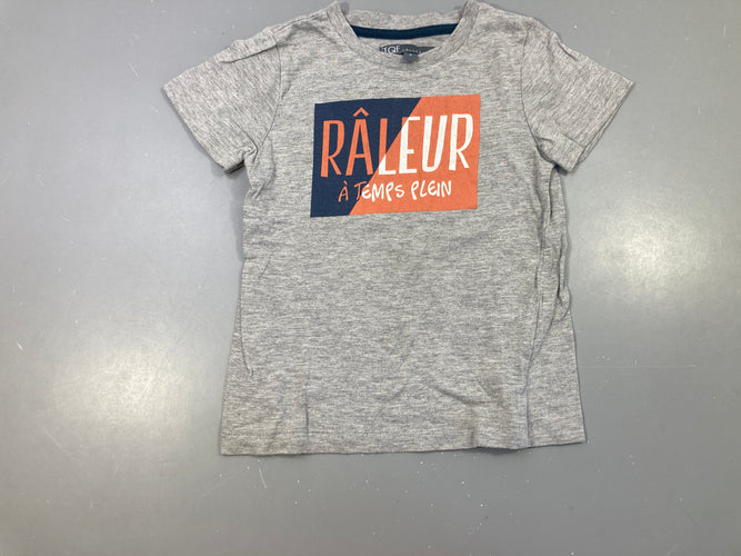 T-shirt m.c gris chiné Râleur-Légèrement bouloché et petite tache centre, moins cher chez Petit Kiwi