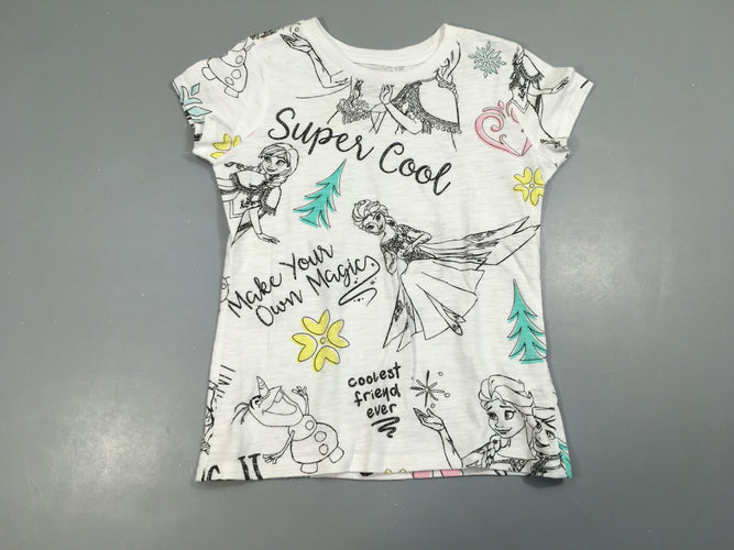 T-shirt m.c blanc flammé Reine des neiges Bouloché Petite tache bas, moins cher chez Petit Kiwi