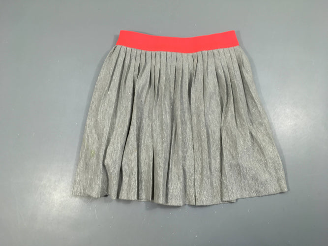 Jupe molleton plissée gris irisé elastique rose fluo, moins cher chez Petit Kiwi