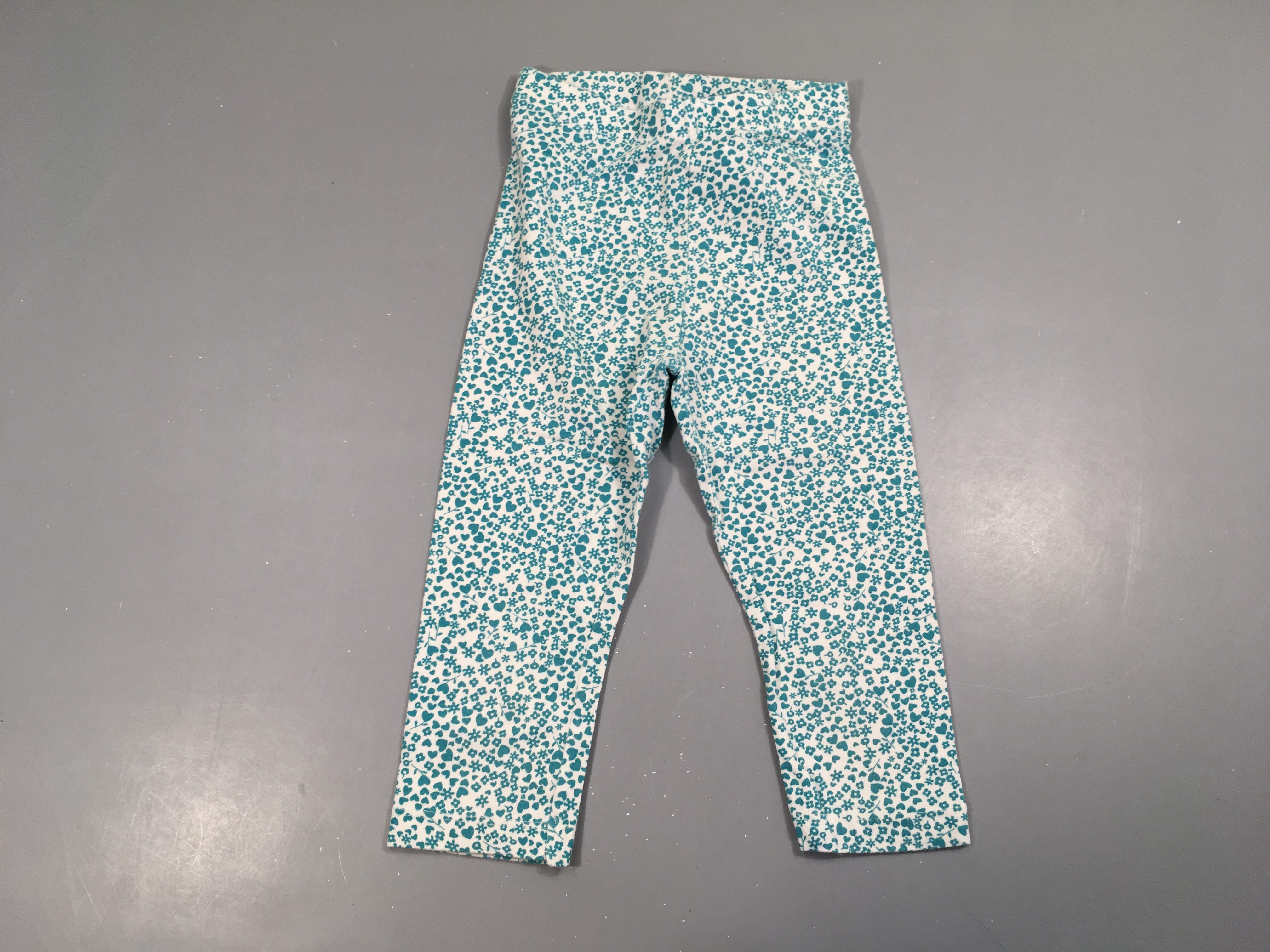 Legging blanc fleuri vert