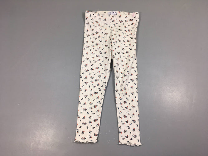 Legging côtelé écru fleuri, moins cher chez Petit Kiwi