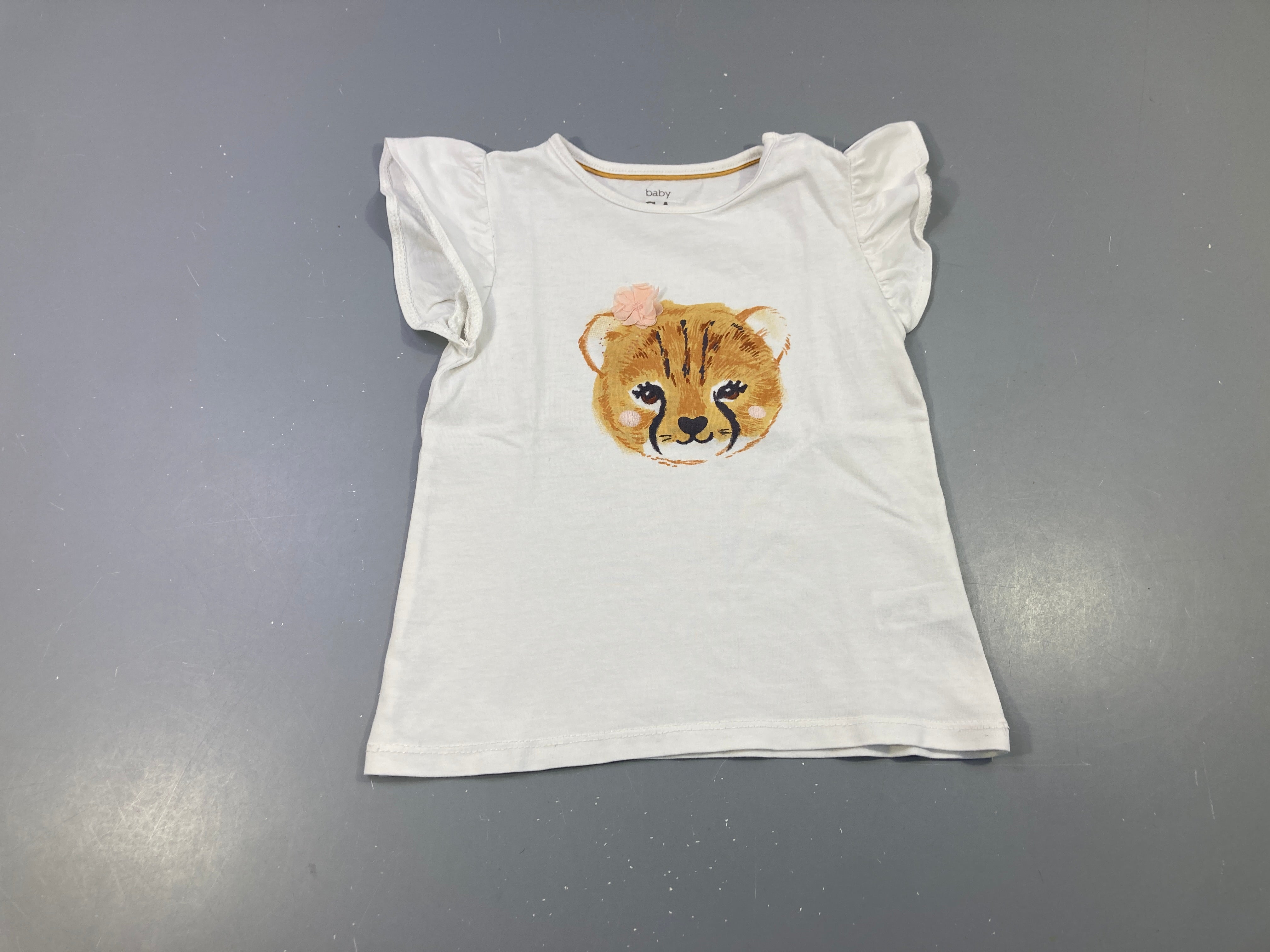 T-shirt m.c blanc félin