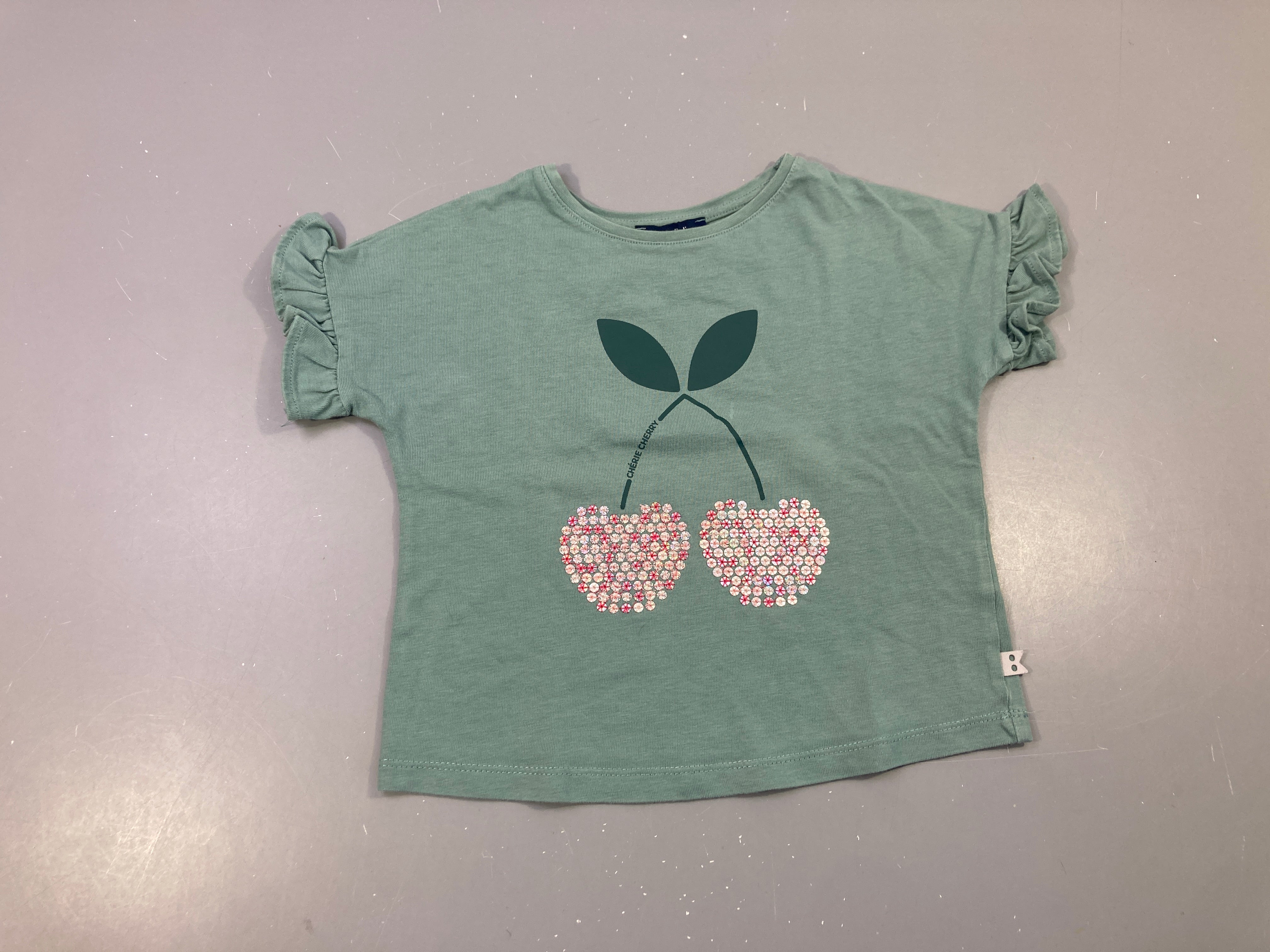 T-shirt m.c eucalyptus cerises sequins