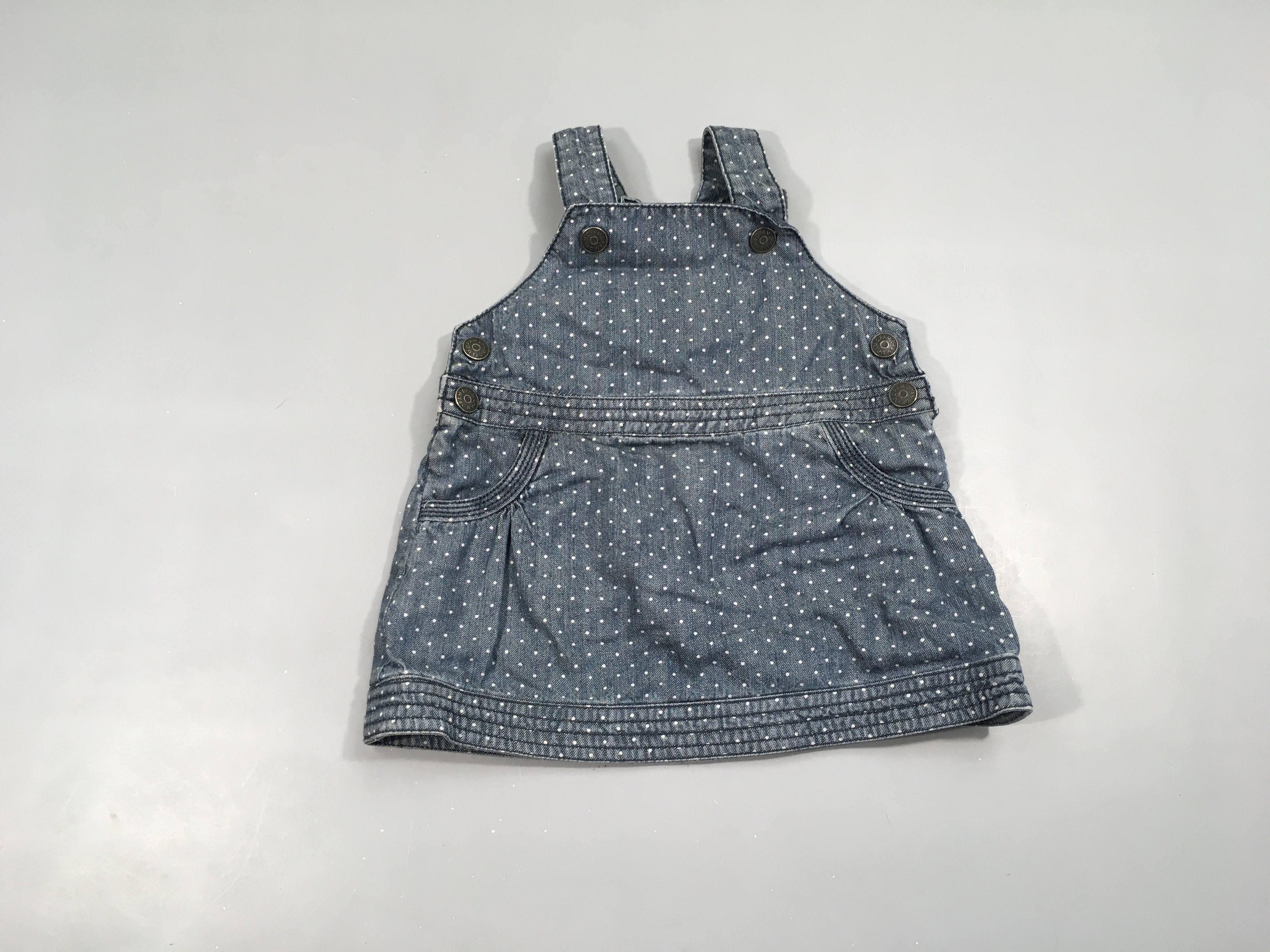 Robe salopette denim pois