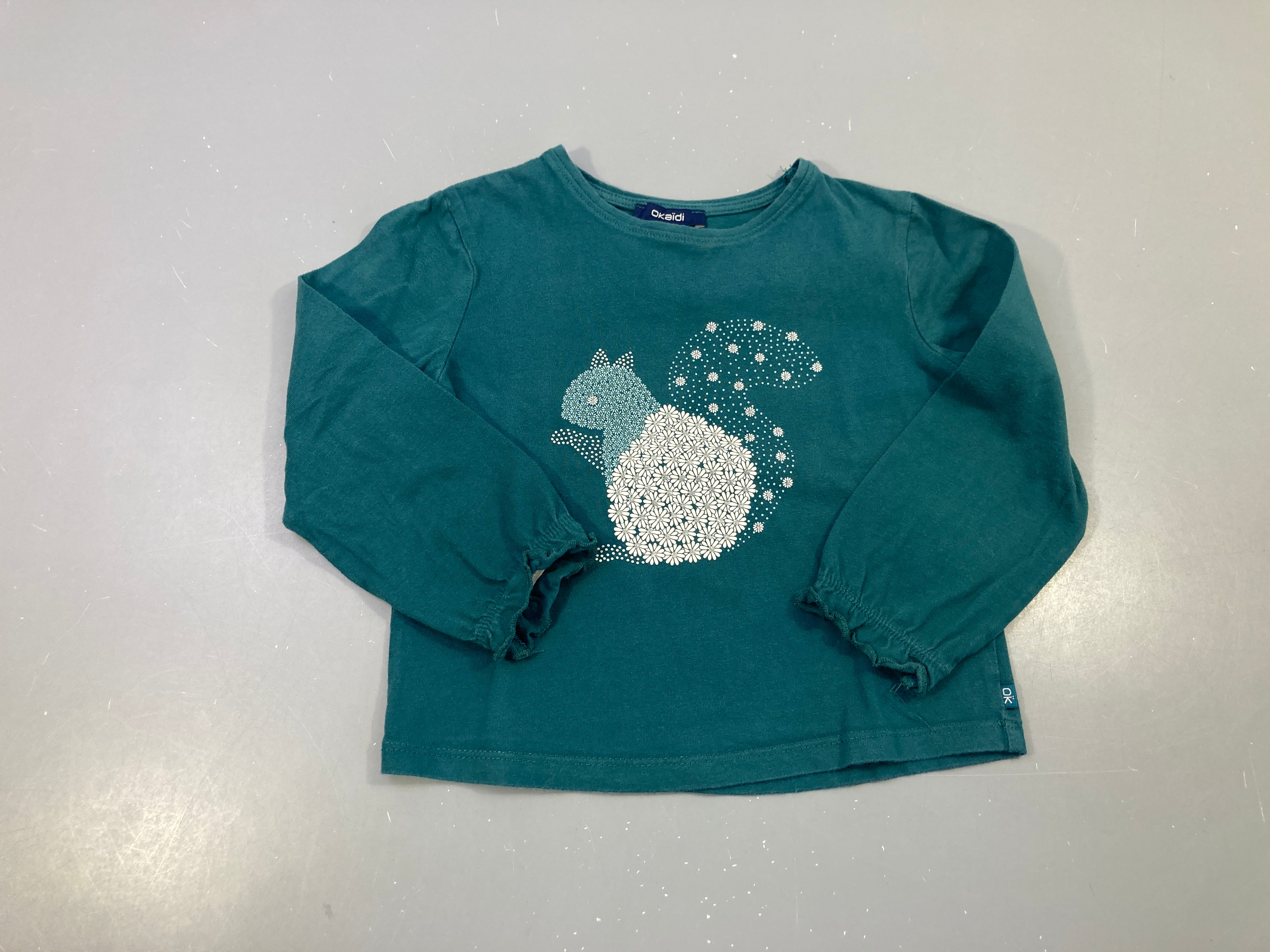 T-shirt m.l vert écureuil élastique bas manches