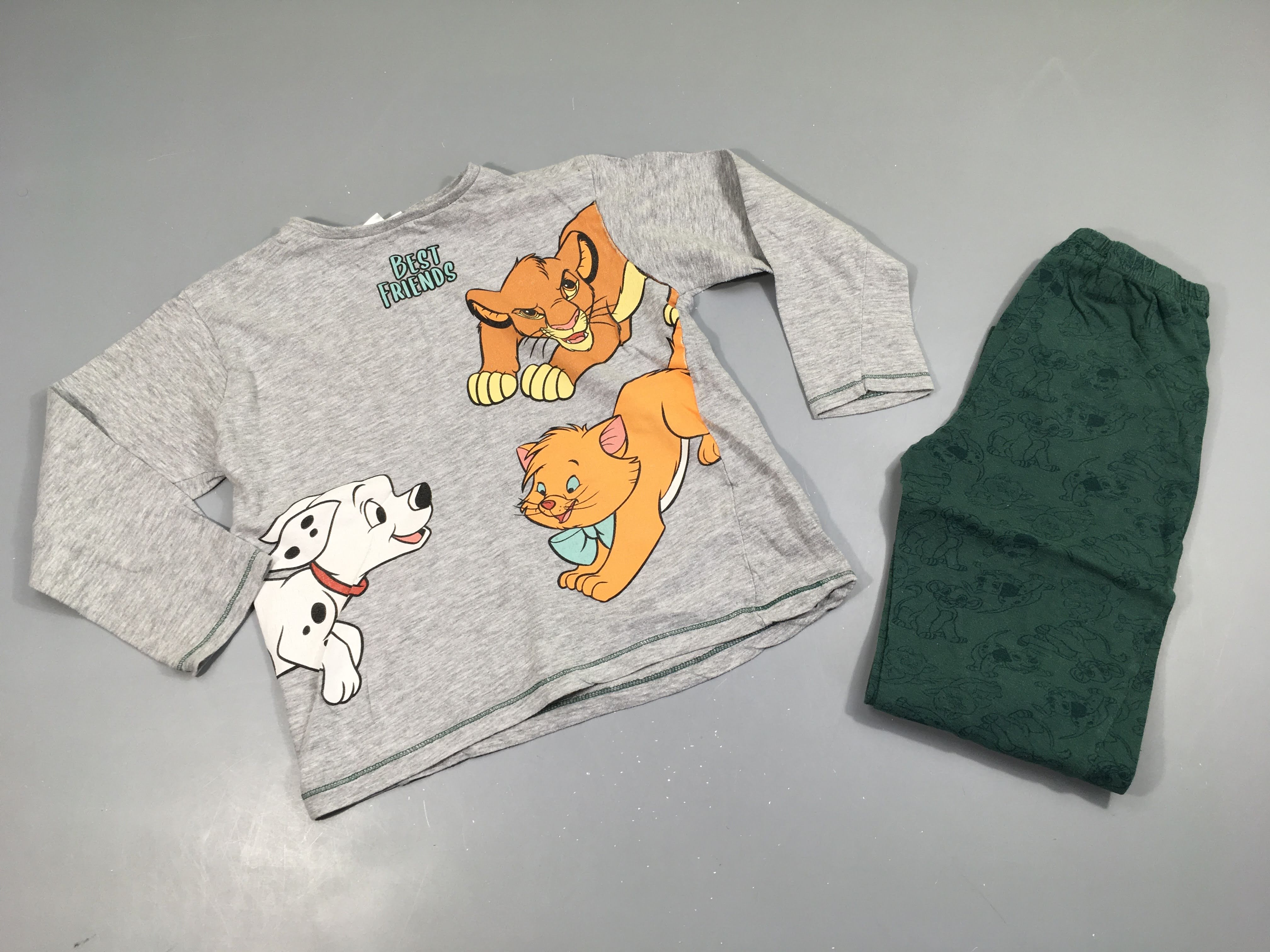 Pyjama 2pcs jersey gris chiné Best friends Roi lion
