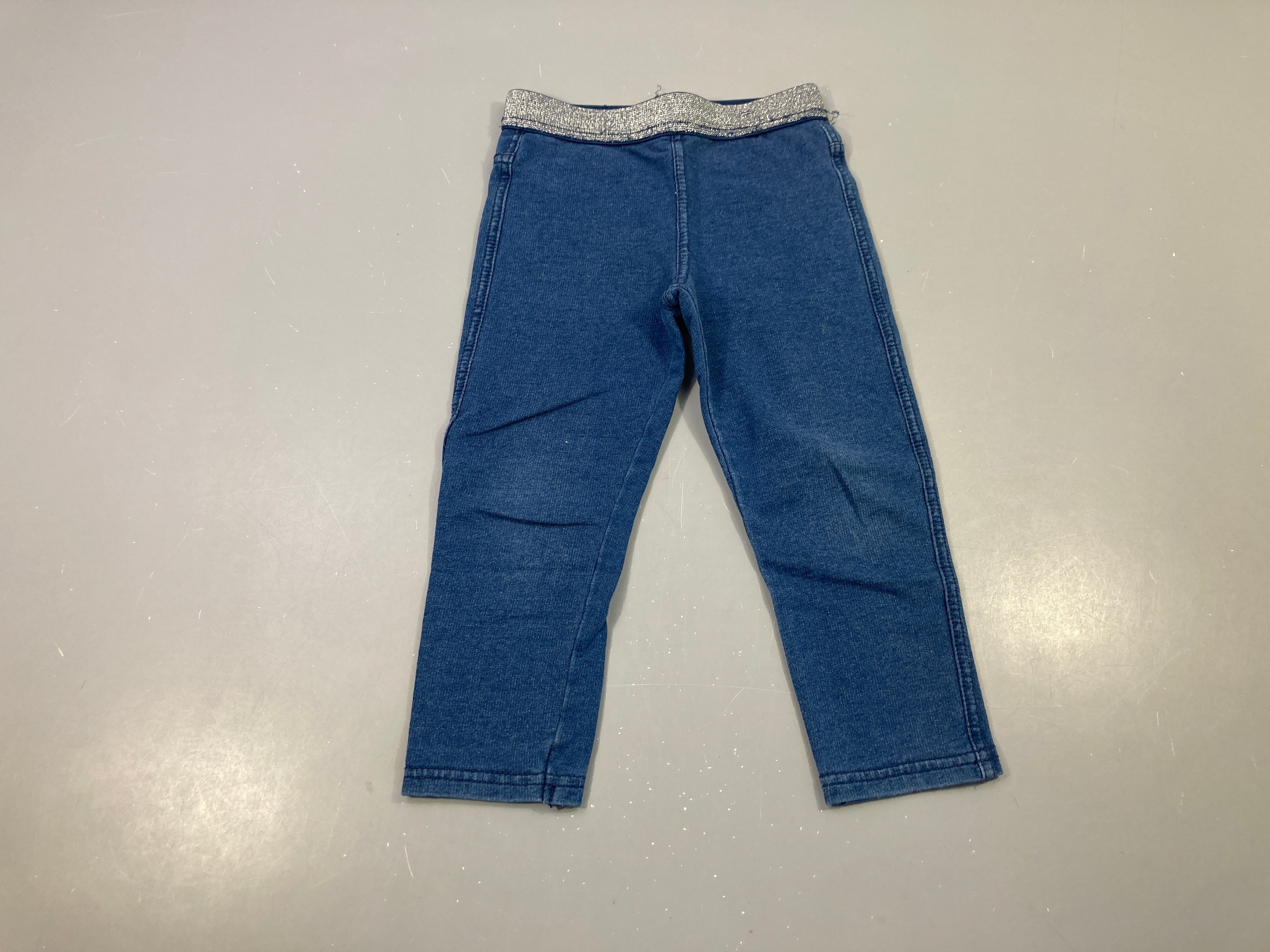 Tregging style denim ceinture irisée