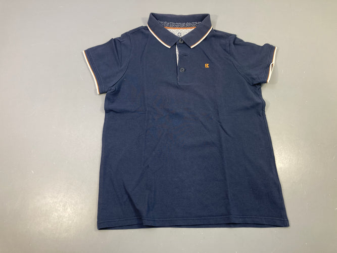 Polo m.c bleu foncé col bords blanc-ocre, moins cher chez Petit Kiwi