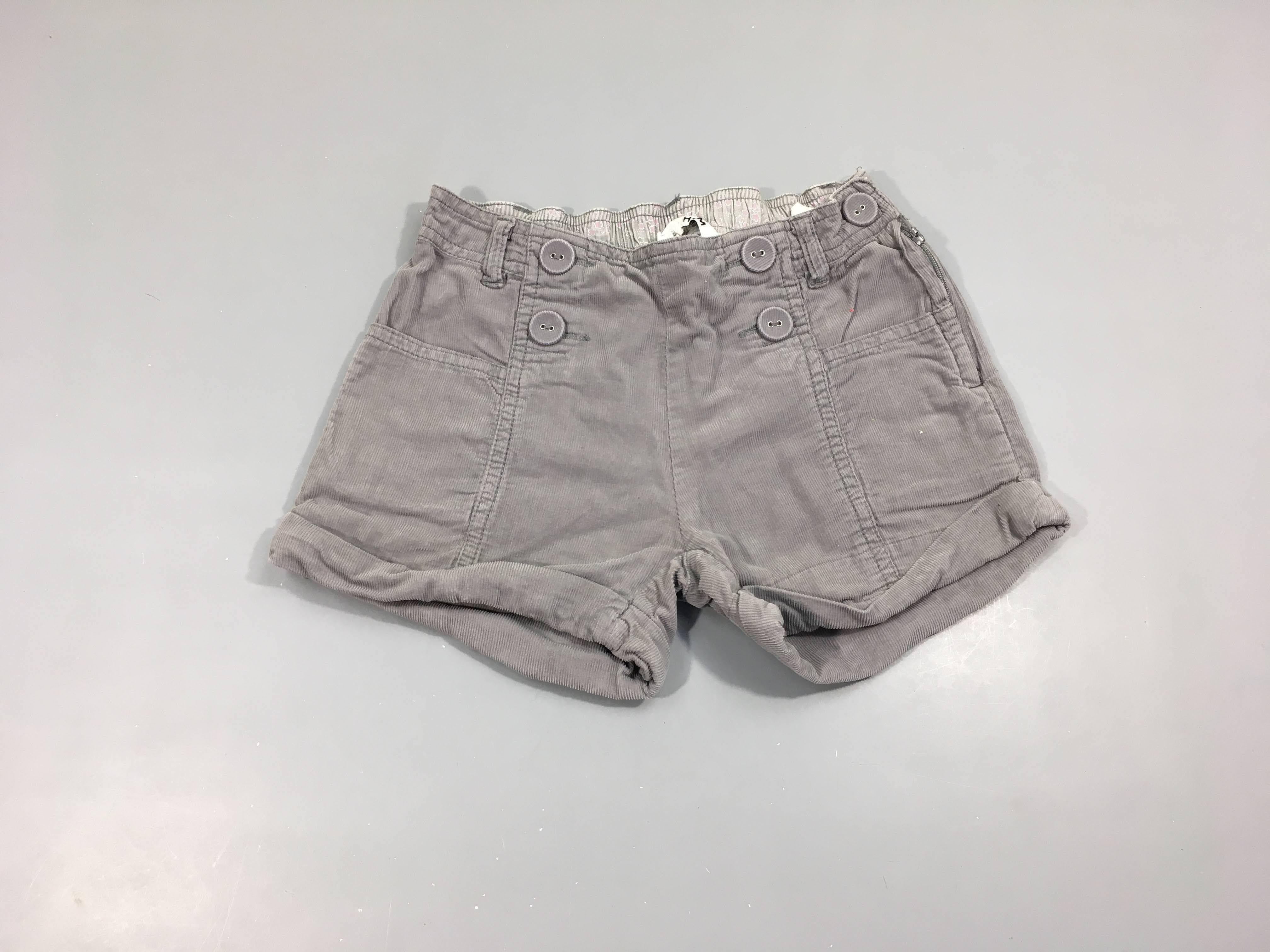 Short à revers gris velours