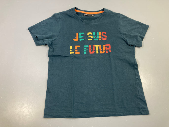 T-shirt m.c vert bleuté Je suis le futur Petite tache manche, moins cher chez Petit Kiwi