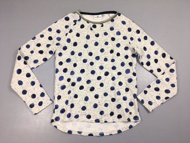 Pull léger gris moucheté bleu pois, moins cher chez Petit Kiwi