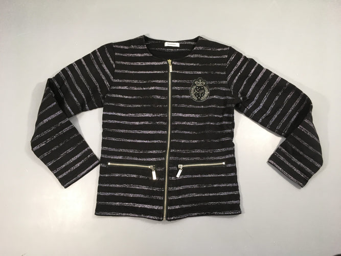 Sweat noir rayé irisé argenté, moins cher chez Petit Kiwi