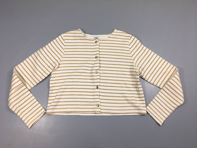 Sweat à pressions beige rayé doré irisé, moins cher chez Petit Kiwi