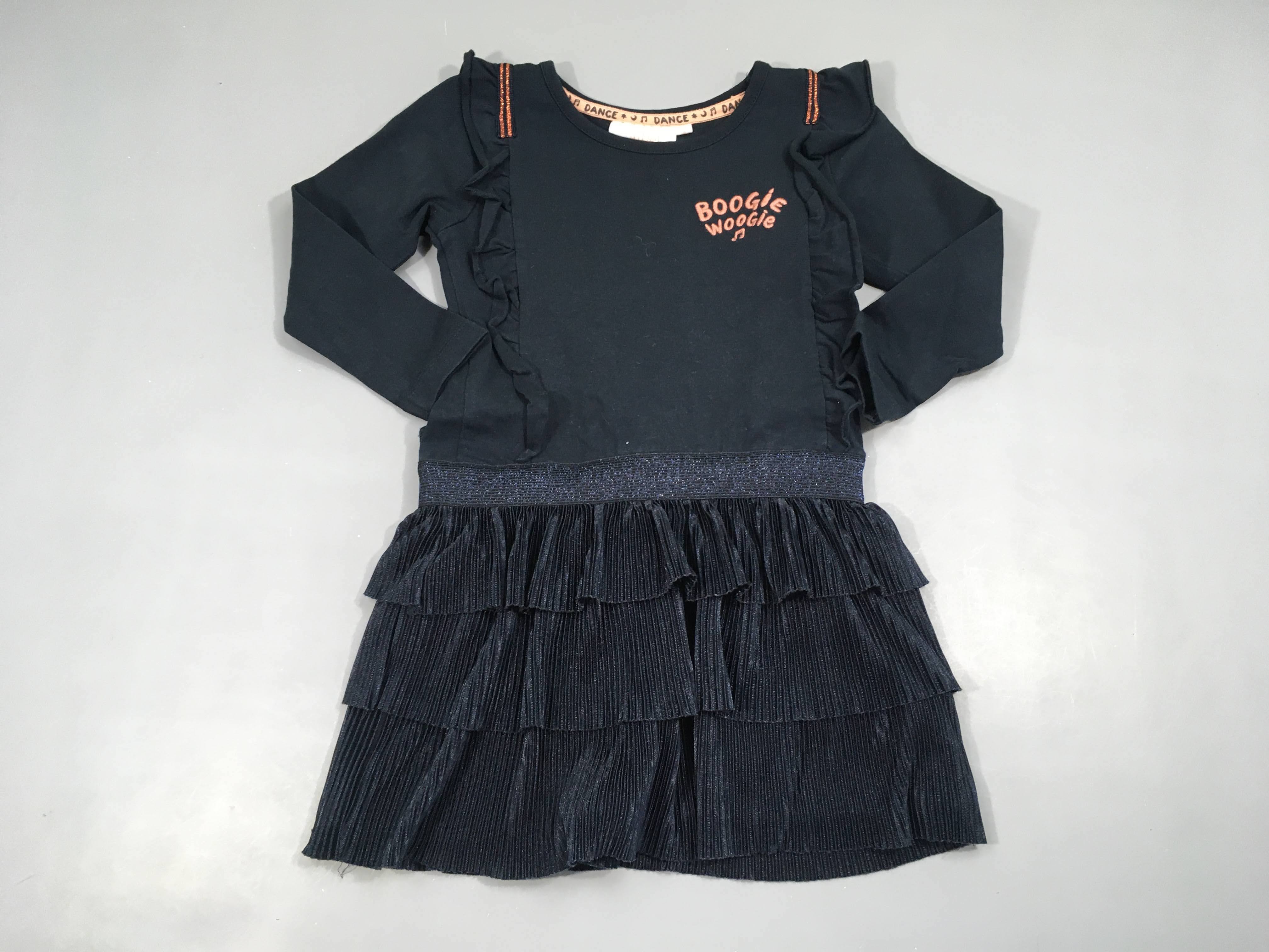 Robe ml jersey bleu foncé froufrou haut Boogie/Plissée bas