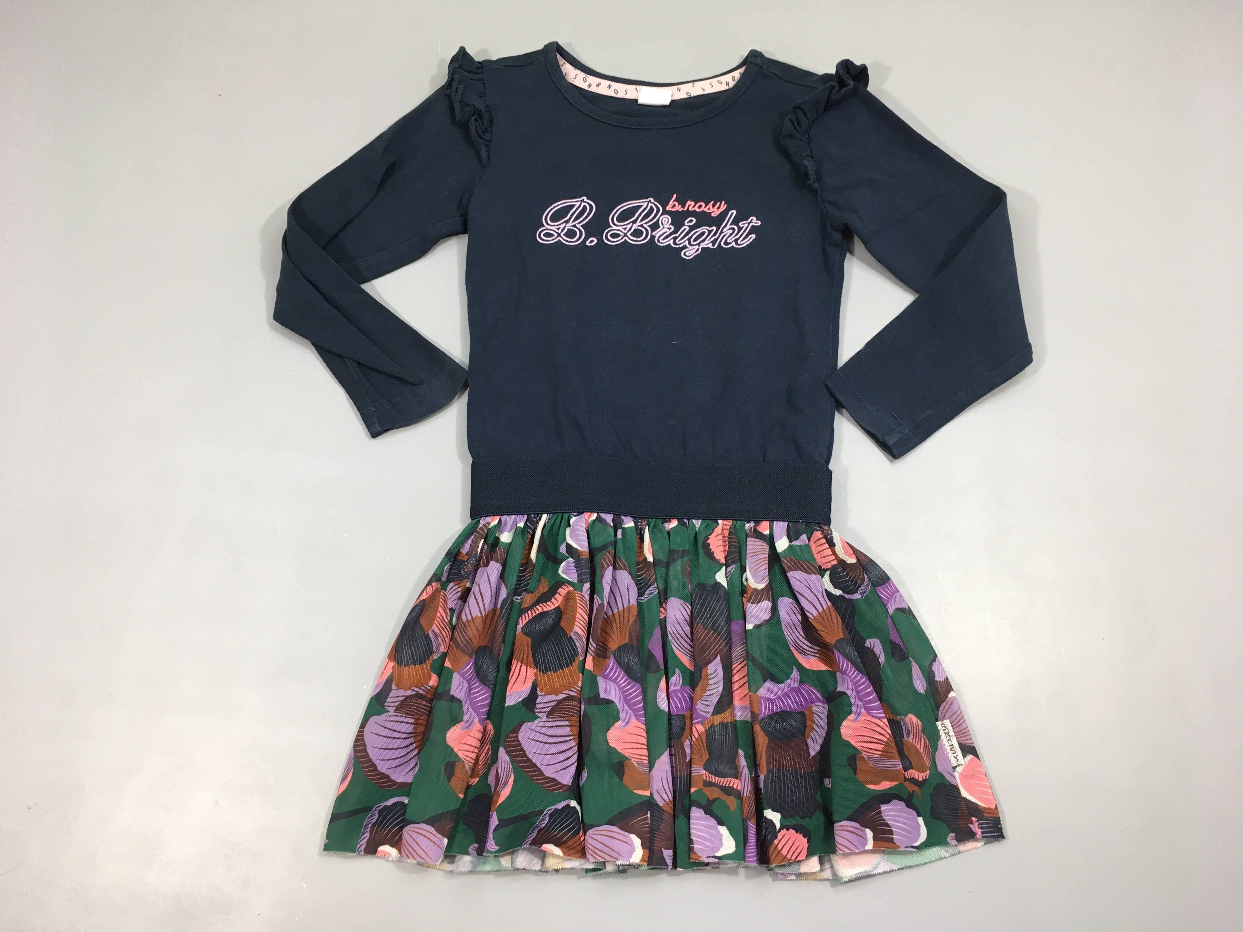 Robe m.l haut bleu foncé B. Bright/Bas voile vert rose B. Nosy