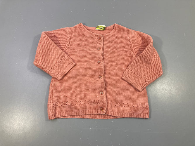 Gilet mailles vieux rose, moins cher chez Petit Kiwi