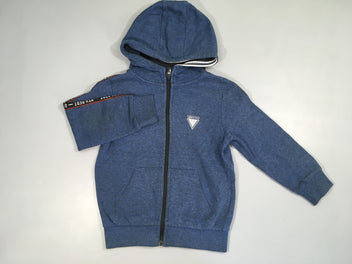 Sweat zippé bleu chiné à capuche 92, bouloché