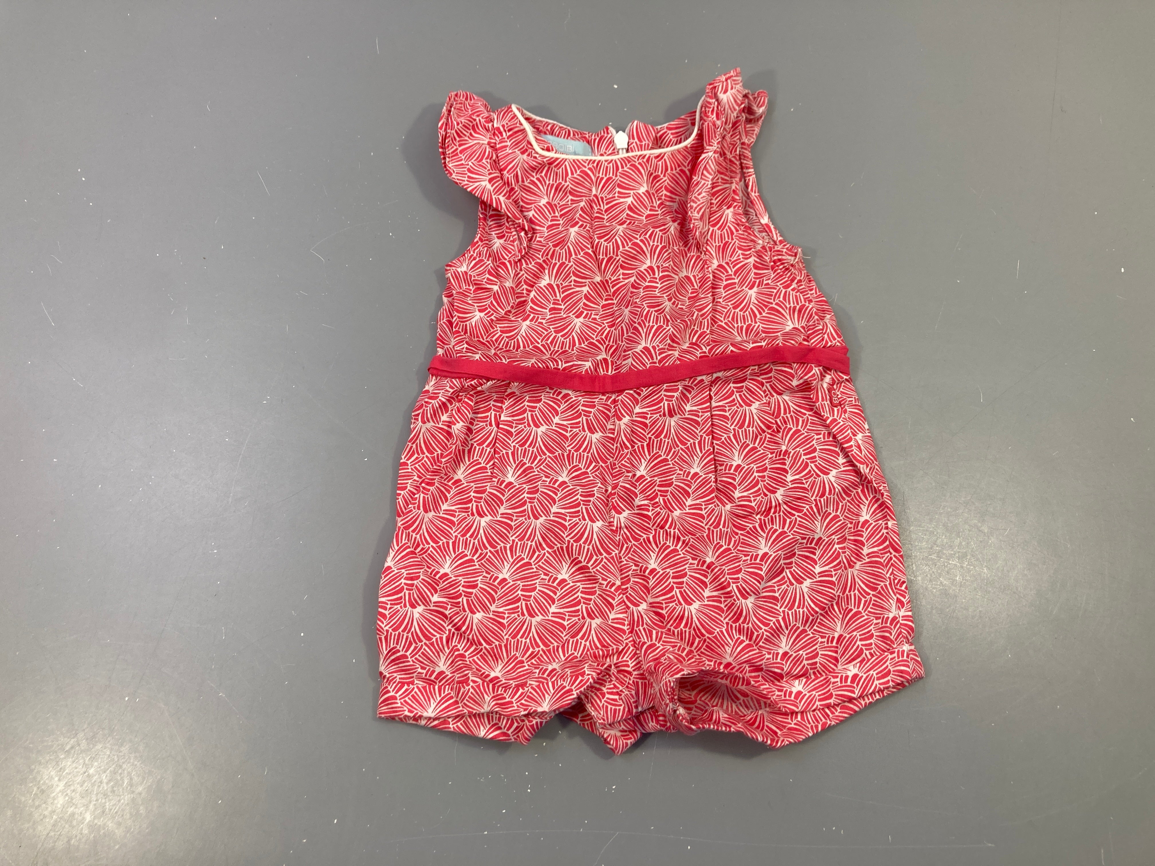 Combishort rose fleurie blanc zippée dos