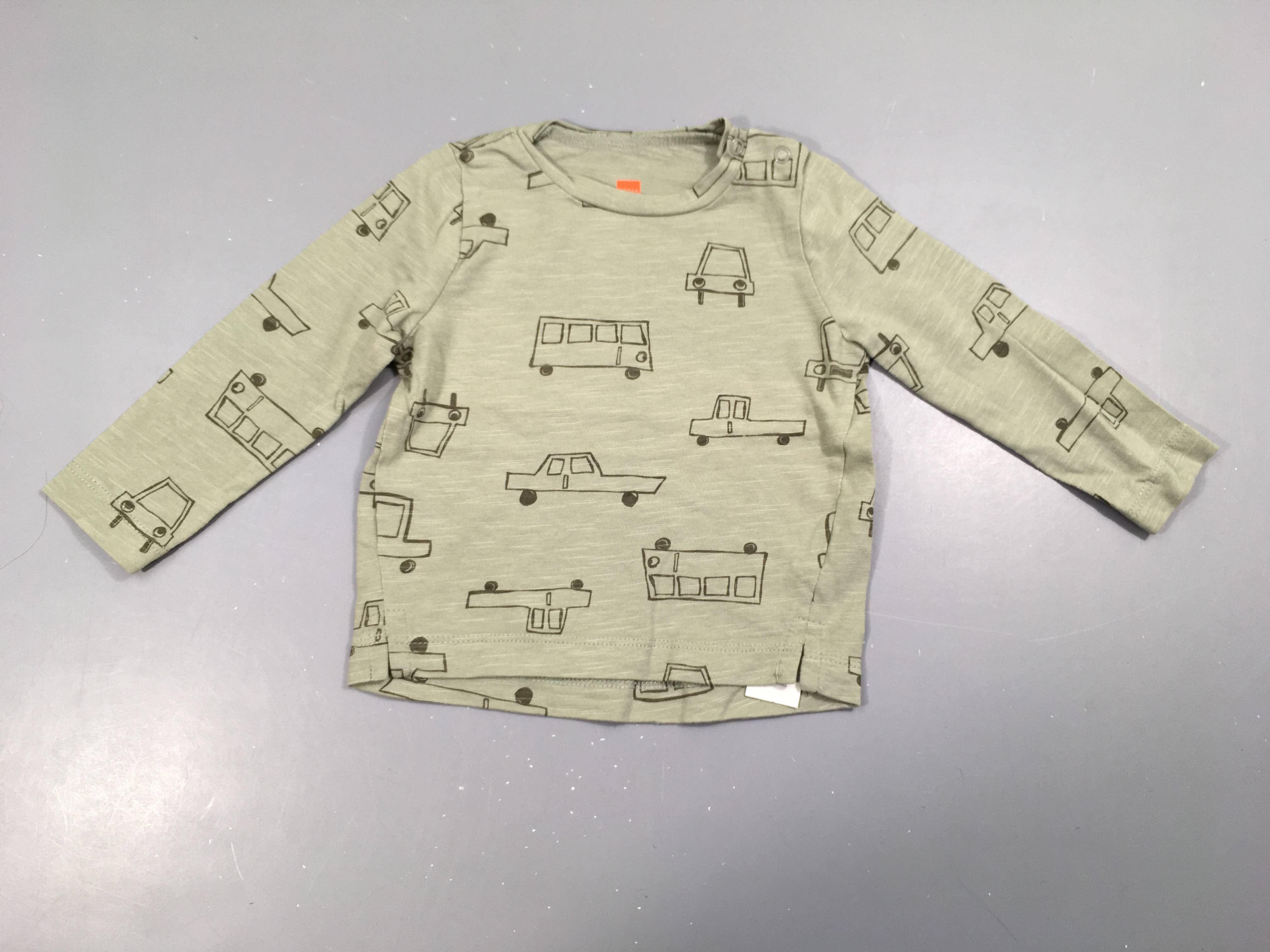 T-shirt m.l kaki flammé véhicules