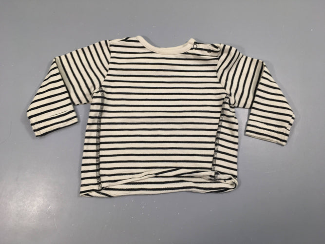 T-shirt m.l molleton blanc rayé bleu foncé, moins cher chez Petit Kiwi