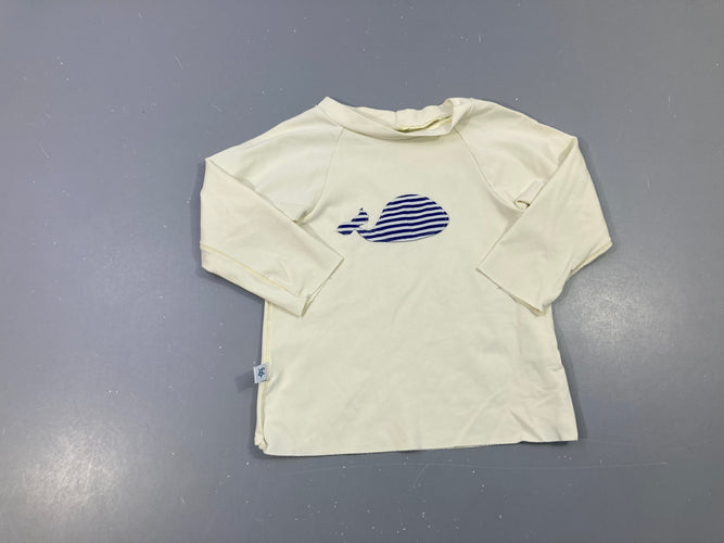 T-shirt m.l anti-uv jaune très pâle Baleine -Hamac Made in france, moins cher chez Petit Kiwi