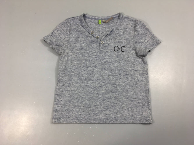 T-shirt m.c bleu chiné col V boutons, moins cher chez Petit Kiwi