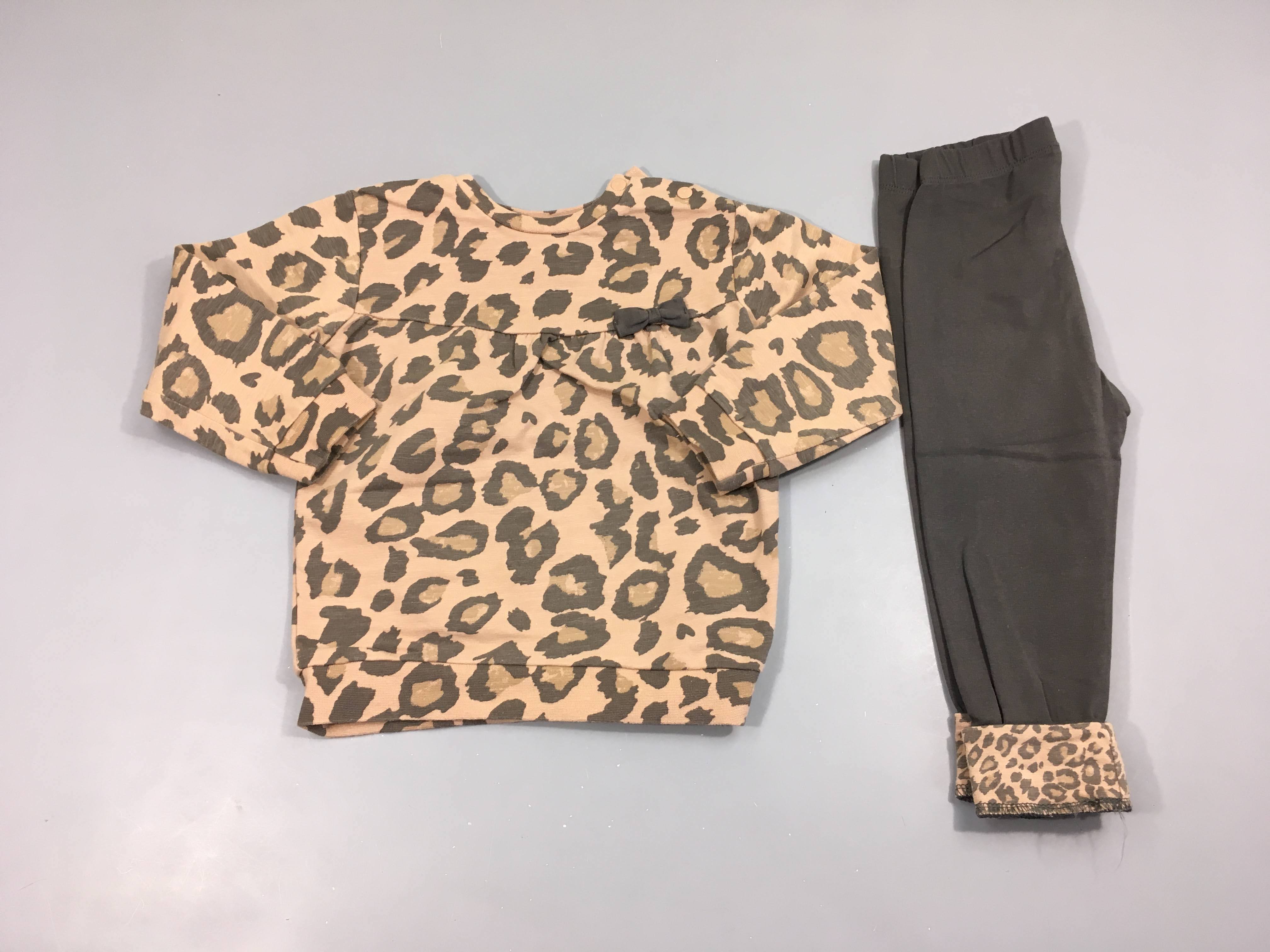 Robe m.l molleton beige léopards + Legging gris