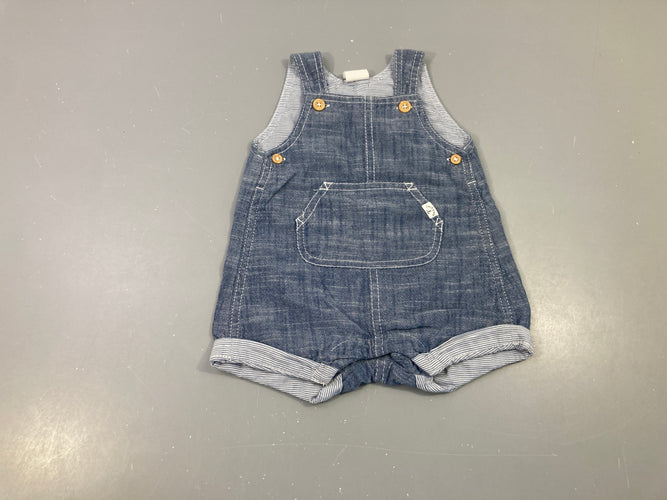 Salopette short denim à revers, moins cher chez Petit Kiwi