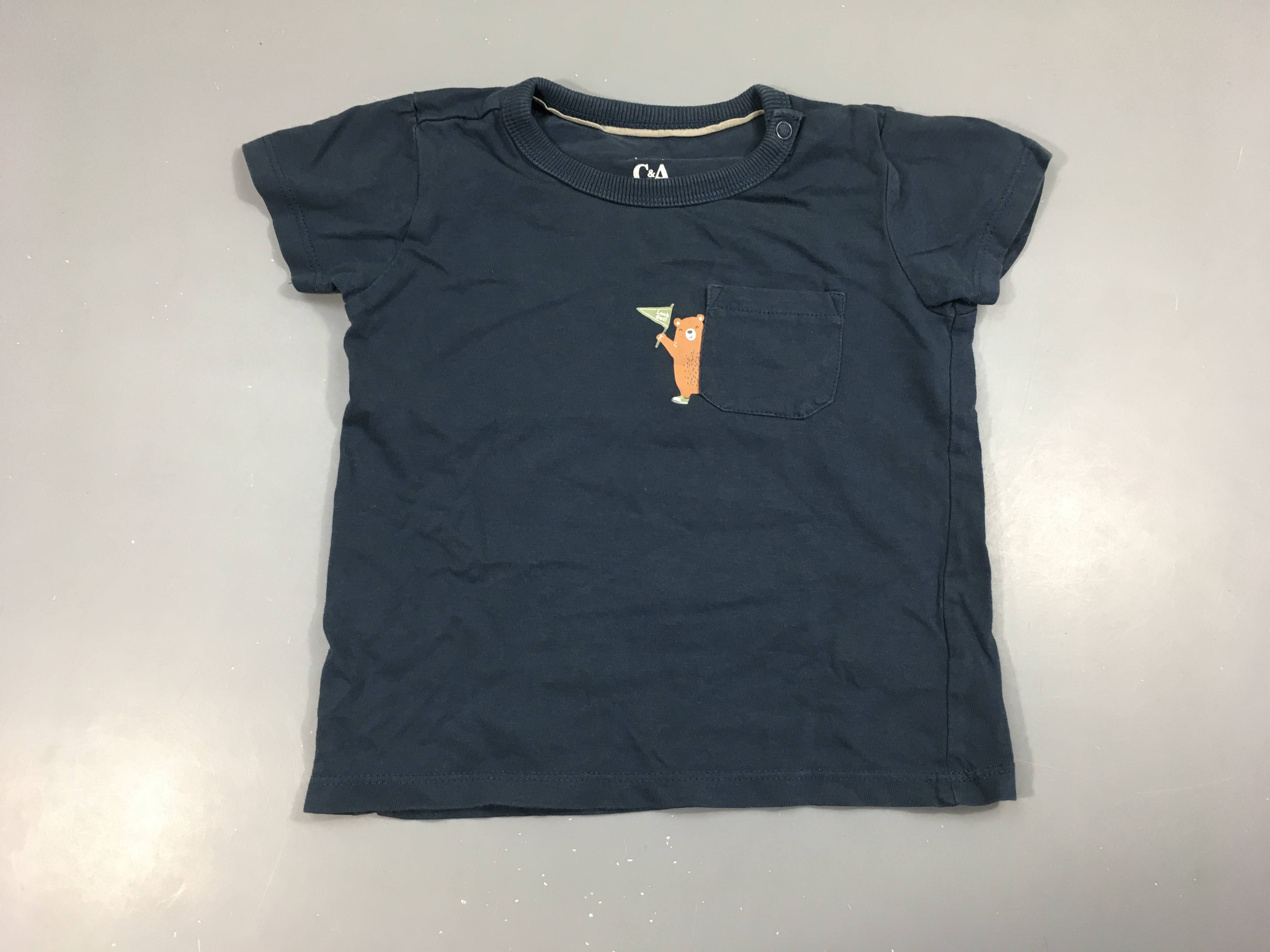 T-shirt m.c bleu foncé Ourson poche