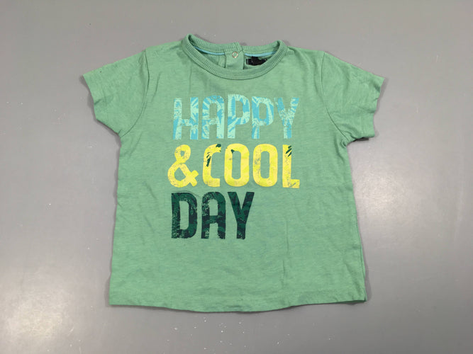 T-shirt m.c vert Happy Cool, moins cher chez Petit Kiwi