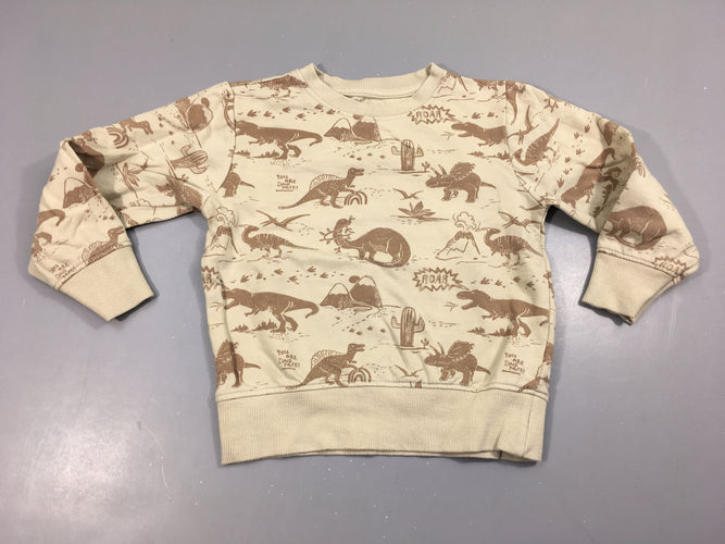 Sweat beige Dinos, moins cher chez Petit Kiwi