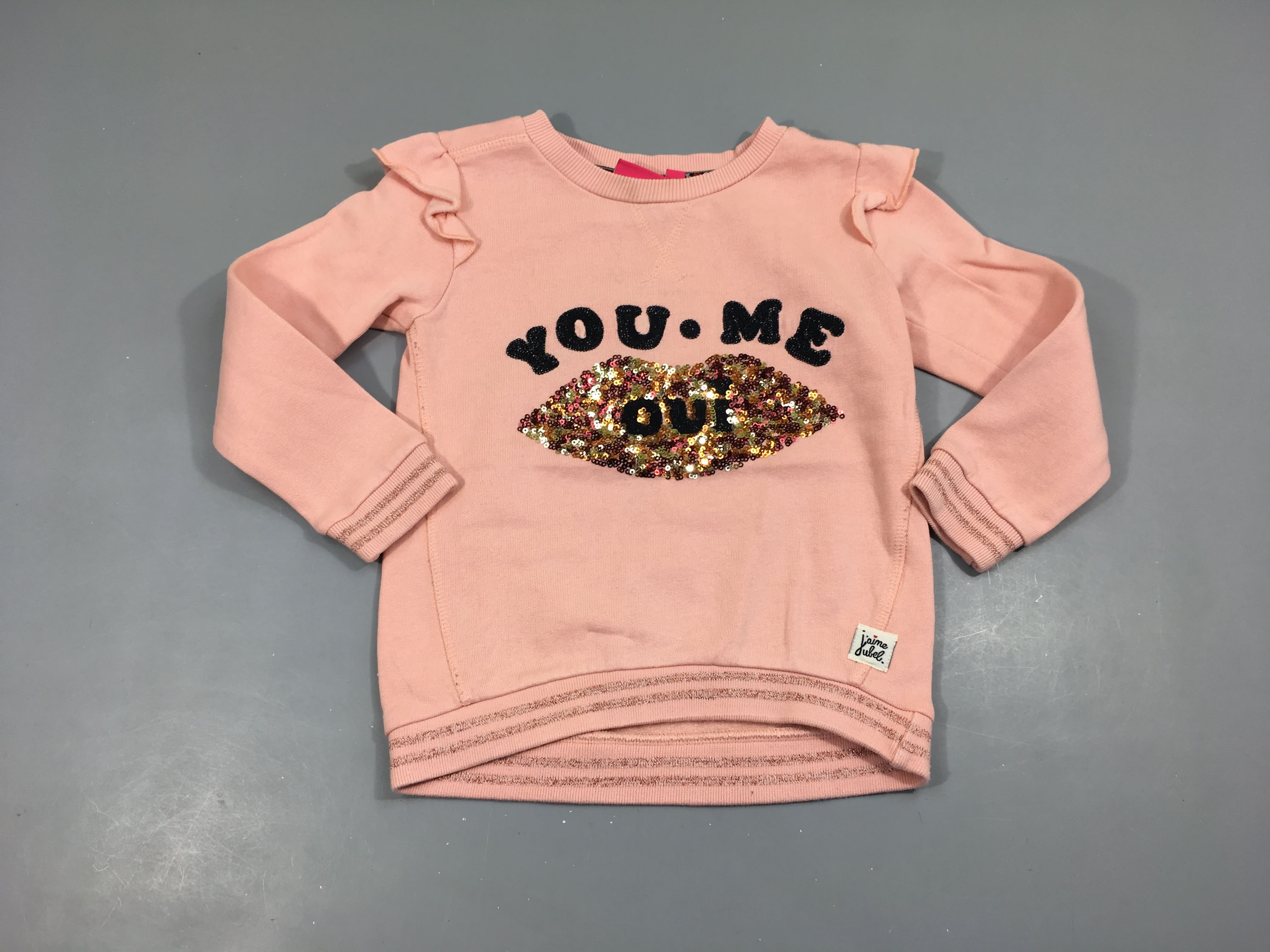 Sweat rose pâle You. Me sequins