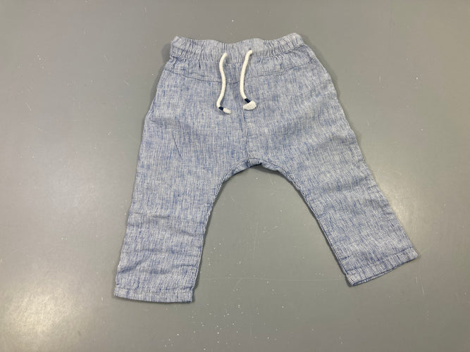 Pantalon ligné bleu-blanc 55% lin, moins cher chez Petit Kiwi