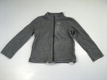 Sweat zippé molleton gris Ready; un peu taché à l'avant