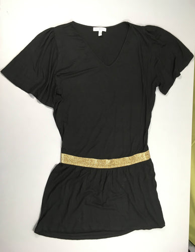 Robe m.l noir fausse ceinture dorée, moins cher chez Petit Kiwi