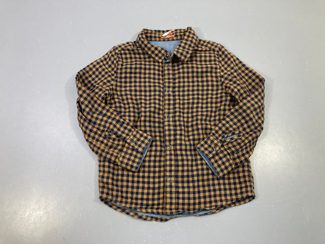 Chemise m.l à carreaux ocre-bleu, moins cher chez Petit Kiwi